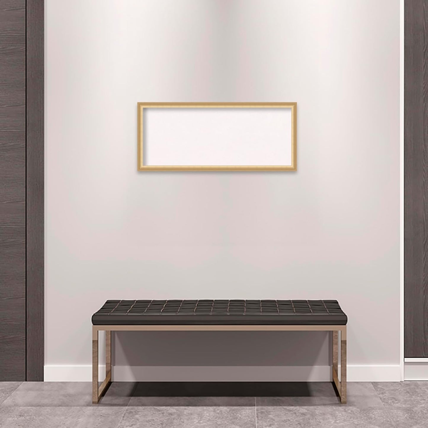 Amanti Art White Cork Board for Wall, 14x32 Vision Board with Gold Frame, Medium Corkboard Office Decor for Home Organization, Casual Corkboard Pinboard to display items for home organization