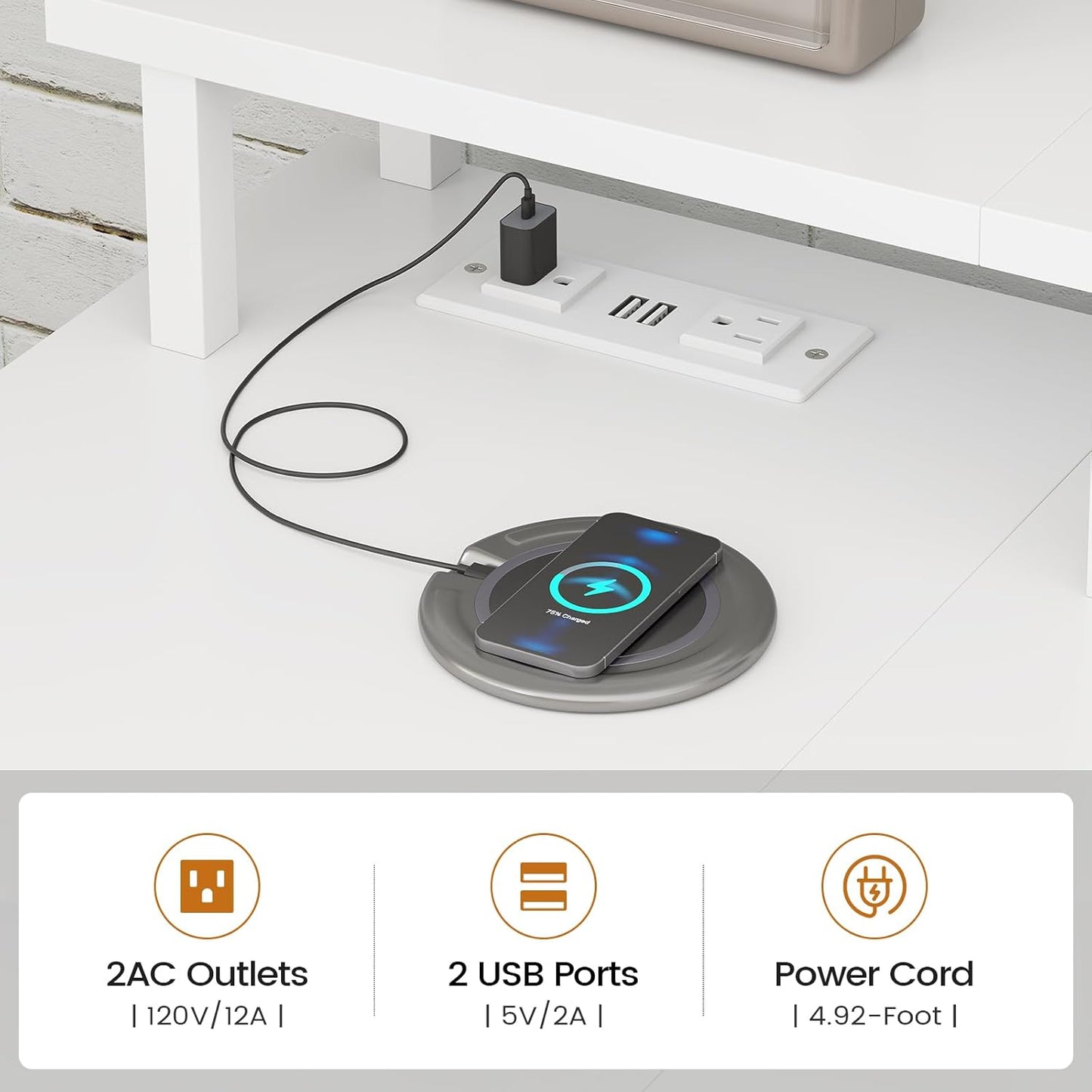 SEDETA L Shaped Desk with 4 Drawers and Storage Shelves, L Shaped Gaming Desk with LED Lights & Power Outlets, Computer Desk with Shelves & Drawer, Corner Desk Home Office Desk, White