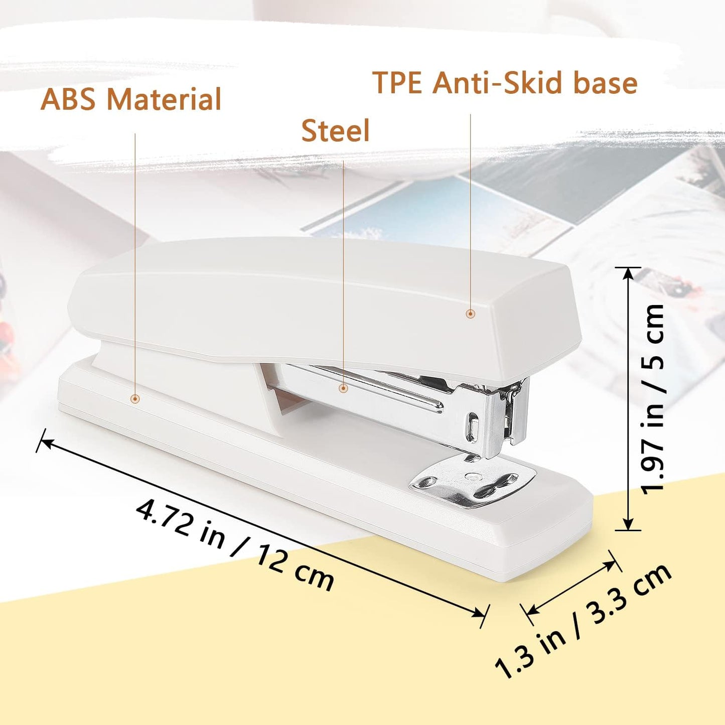 Tamaki Stapler, Office Stapler, Small Staplers for Desk, White