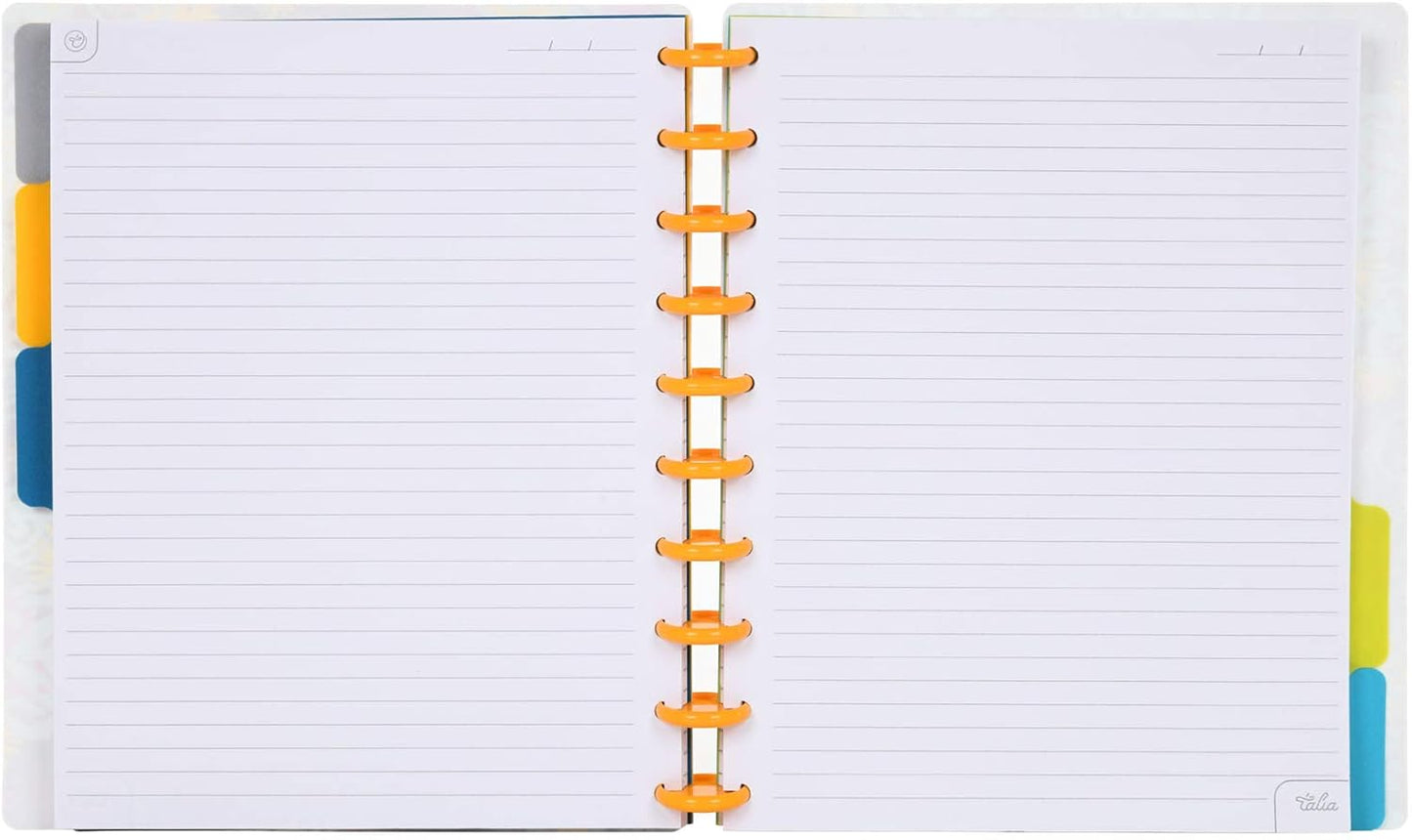 Talia Discbound Notebooks, Planner, Customizable, (xFunky Floral w/BBQ Mustard Discs, Midsize (7.5in x 9.75in))