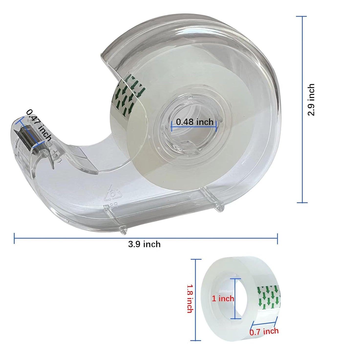 Tape, Clear Tape,Transparent Tape for Office Supplies and School Supplies,Glossy Finish,3/4 in x 720 in, Dispensered, 16 Pack