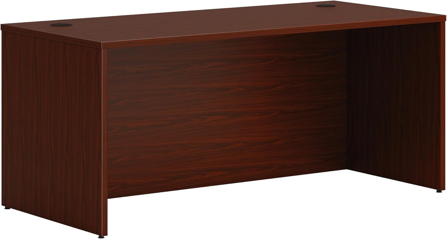HON MOD Executive Desk 66-Inch Large Computer Desk Shell, Thick Wooden Laminate, Modern Table with Cord Management, 66" W x 30" D x 29" H, Traditional Mahogany
