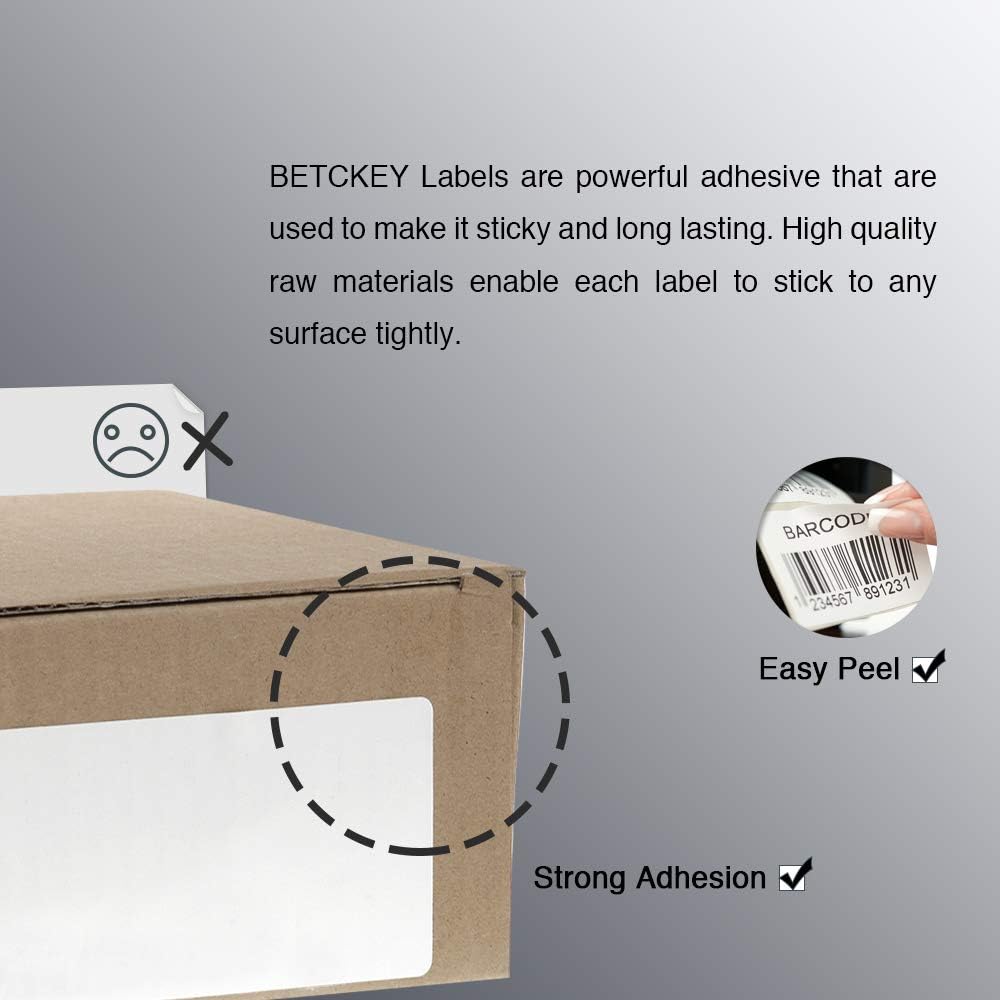 BETCKEY - 2" x 1" (51 mm x 25 mm) UPC Barcode & Address Labels Compatible with Zebra & Rollo Label Printer,Premium Adhesive & Perforated [10 Rolls, 13000 Labels]