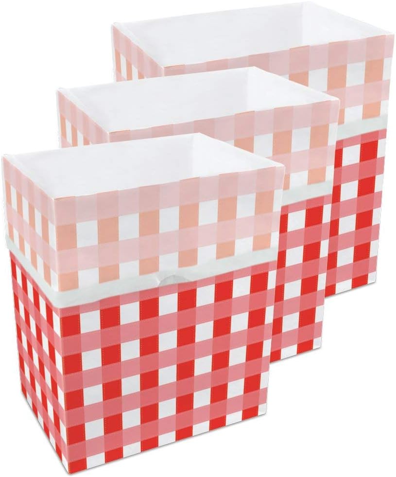 | 13 Gallon Disposable Trash Cans (3-Pack) with Fitted Trash Bags - Reusable Garbage and Recycling Bins for Parties, Events, and More (Picnic - 17" Height x 13.5" Width x 10" Depth)