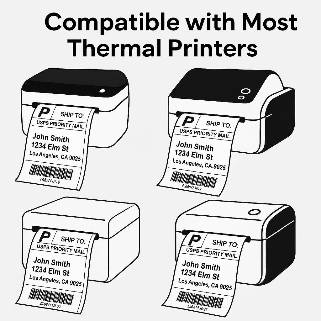 Compulabel 4" x 6" Direct Thermal Labels, White, 3" Core, Perforated, Permanent Adhesive, 2 Rolls, 1000 Labels per roll, 2000 Total