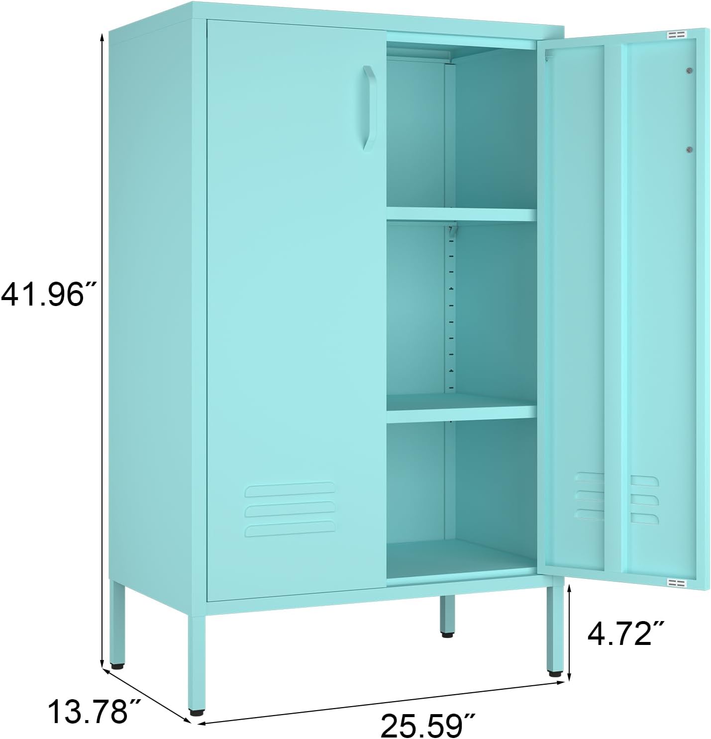 Locker Cabinet,Morden Locker Storage Cabinets with Legs,2 Doors Sideboard with Adjustable Shelves for Living Room,Kitchen Pantry,Office,Blue