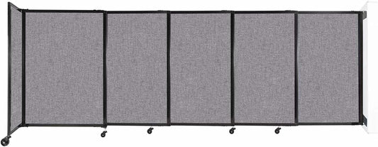 Wall-Mounted Sliding StraightWall Room Divider | Adjustable Widths | Locking Wheels | Room Separator | Up to 11'3" Wide x 4' Tall Cloud Gray Fabric Panels