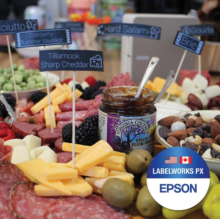 Epson LABELWORKS 218WMBPX Genuine PET (Polyester) Tape Cartridge - White on Matte Black Designer Craft Label Maker Tape - 3/4" (18MM) Wide, 26'