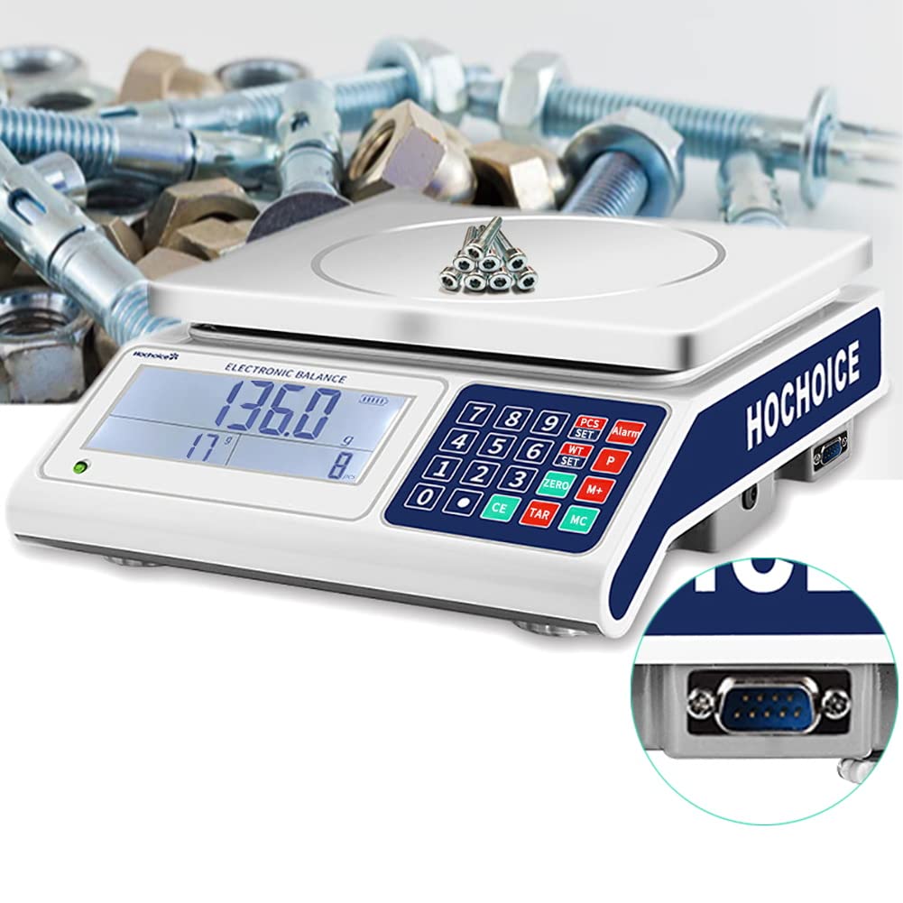 Industrial Counting Scale Gram Scales for Parts and Coins 66lb/0.00022lb-30kg / 0.1g Accuracy with RS232 Port for Connecting Computer or Printer