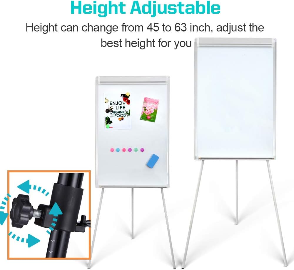 36" x 24" Magnetic Dry Erase Easel Board with Adjustable Tripod Stand – Portable Whiteboard for Office, Classroom & Presentations – Includes Flipchart Paper, Magnets & Eraser