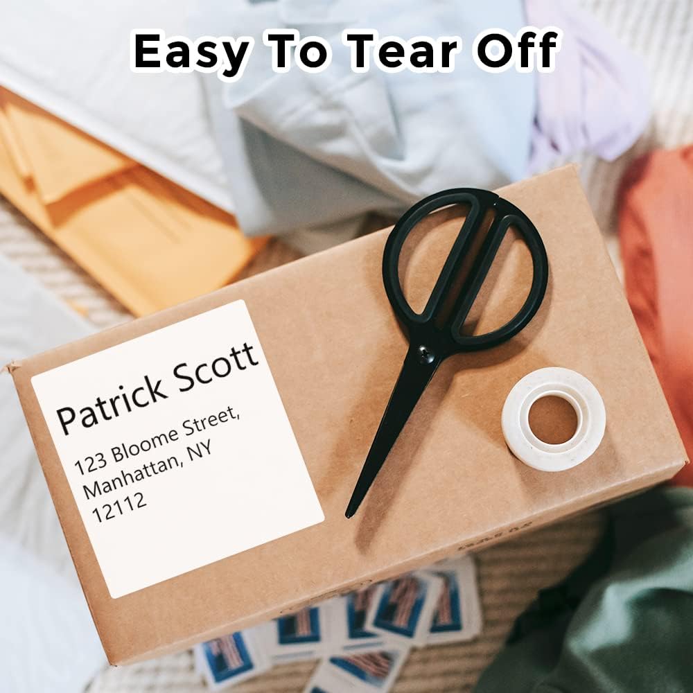 Phomemo Multi-Purpose Square Self-Adhesive Label for Phomemo M220/M250/M260/M221/M200/M421 Label Printer 2.75" x 3.14"(70x80mm), 100 Pcs/Roll Black on White