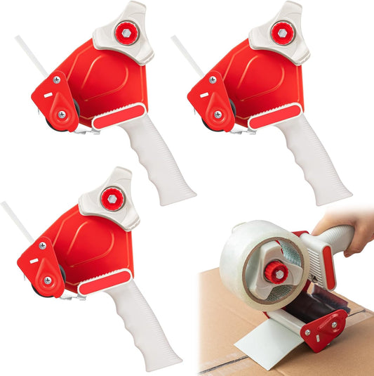 WILLBOND 3 Pack 3 Inches Wide Tape Gun Lightweight Packing Tape Dispenser Gun Heavy Duty Dispenser for Office Home Shipping Moving Shipping Carton and Box Packaging Seal Packing, Red