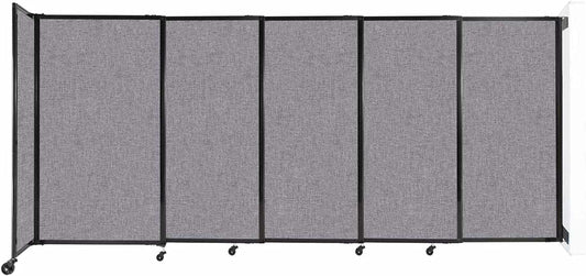 Wall-Mounted Sliding StraightWall Room Divider | Adjustable Widths | Locking Wheels | Room Separator | Up to 11'3" Wide x 5' Tall Cloud Gray Fabric Panels