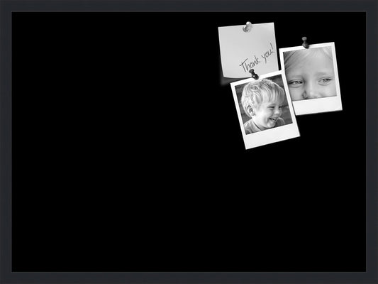 PinPix 30x22 Inch Cork Bulletin Board. This Decorative Framed Pin Board Comes with Solid Black Design and a Satin Black Frame. Ideal for Home Office Decor or Message Board (PinPix-622)