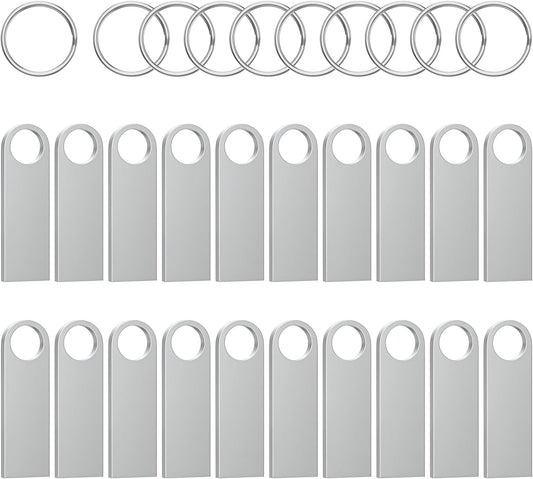 ABLAZE 4GB Flash Drive 20 Pack, Metal USB 2.0 Thumb Drives with Keychains USB Sticks Pendrives (Sliver)
