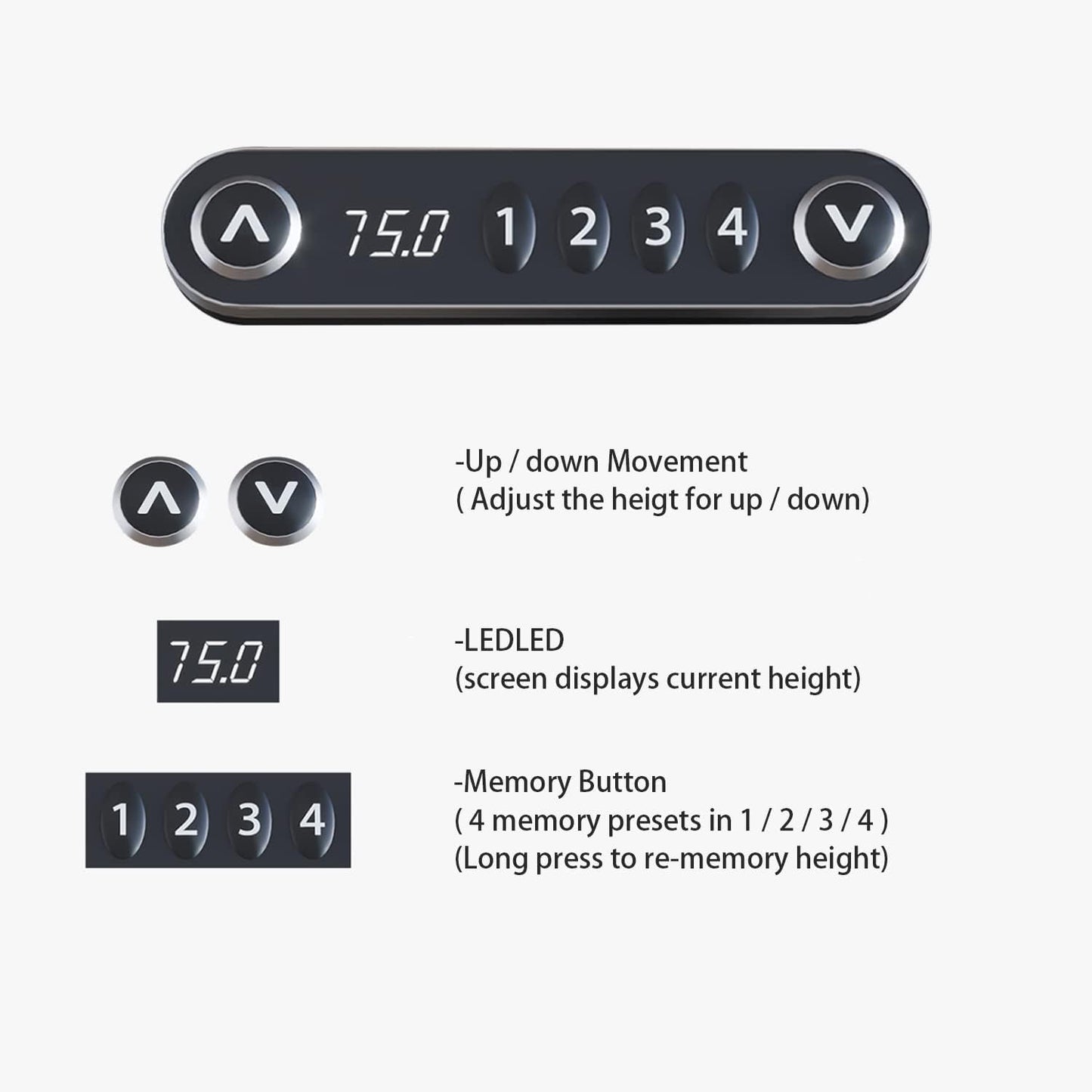 Electric Height Adjustable Standing Desk, 63 x 30inches Height Adjustable Computer Desk Sit Stand Desk Home Office Desks with Splice Board White Frame + White Top