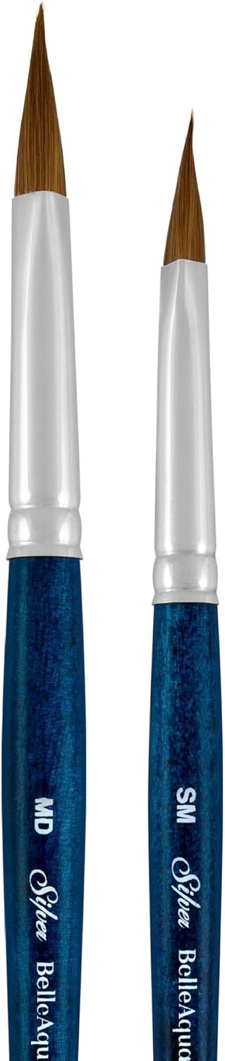 Silver Brush Limited BA-2762 BelleAqua Creative Shape 2pc Triangle Watercolor Brush Set, Premium Short Handle Small and Medium Triangle Artist Painting Brushes with Soft Red Sable Synthetic Filaments