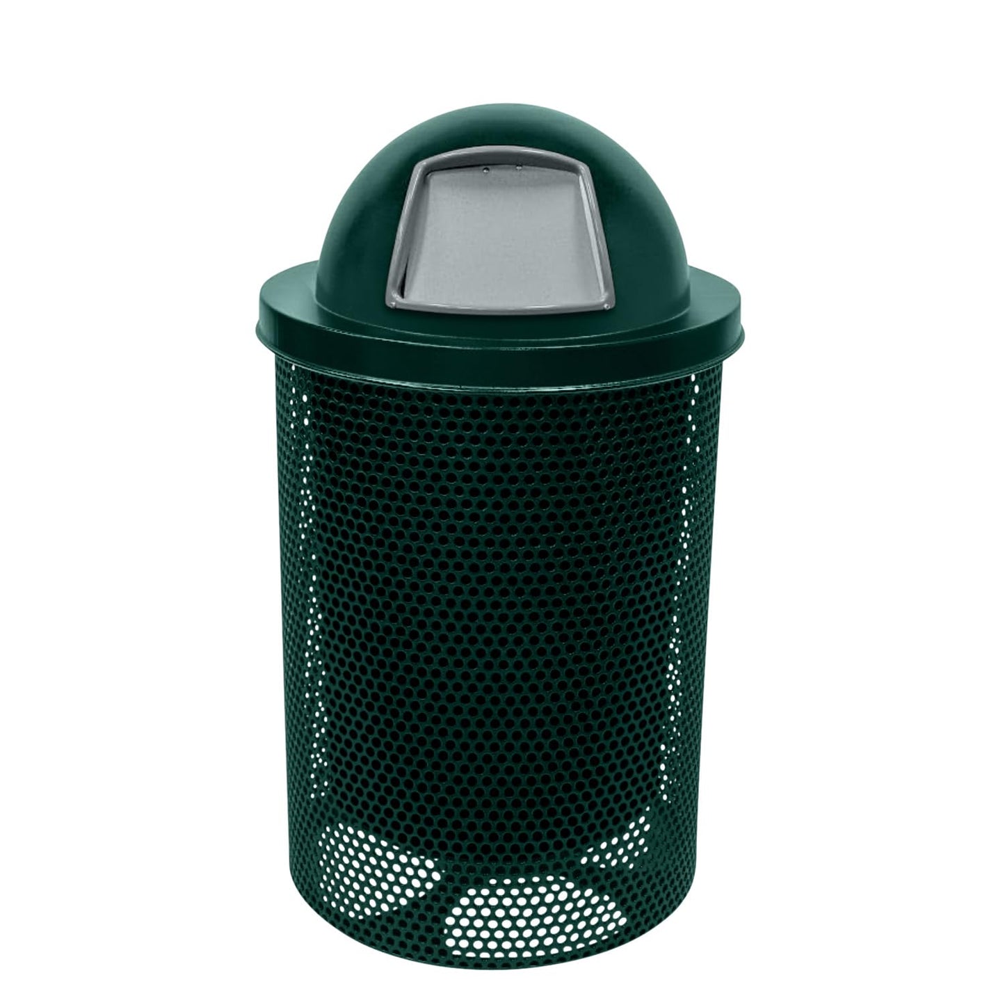 RDT-P-DGRN Heavy Duty Round Trash Receptacle with Dome Top, Liner Included, 32 Gallon, Dark Green, Made in America