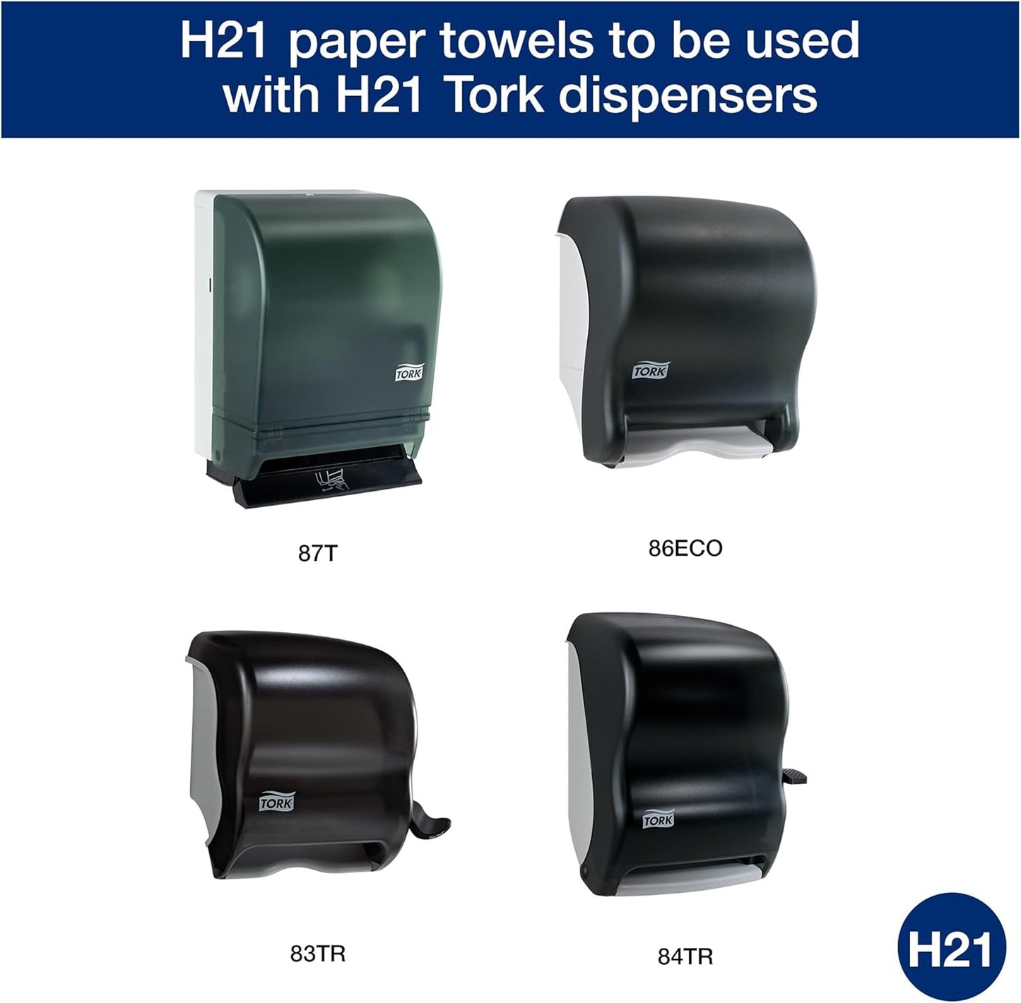 Tork Paper Hand Towel Roll White H21, Universal, 100% Recycled Fiber, 12 Rolls x 350 ft, RB351