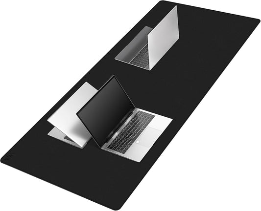 Vyaaa Leather Desk Mat, 59“ x 27.6” PU Leather Desk Pad Protector, Waterproof Extra Large Desk Mat, Large Mouse Pad，Desk Mats on top of Desks for Home or Office (Black)