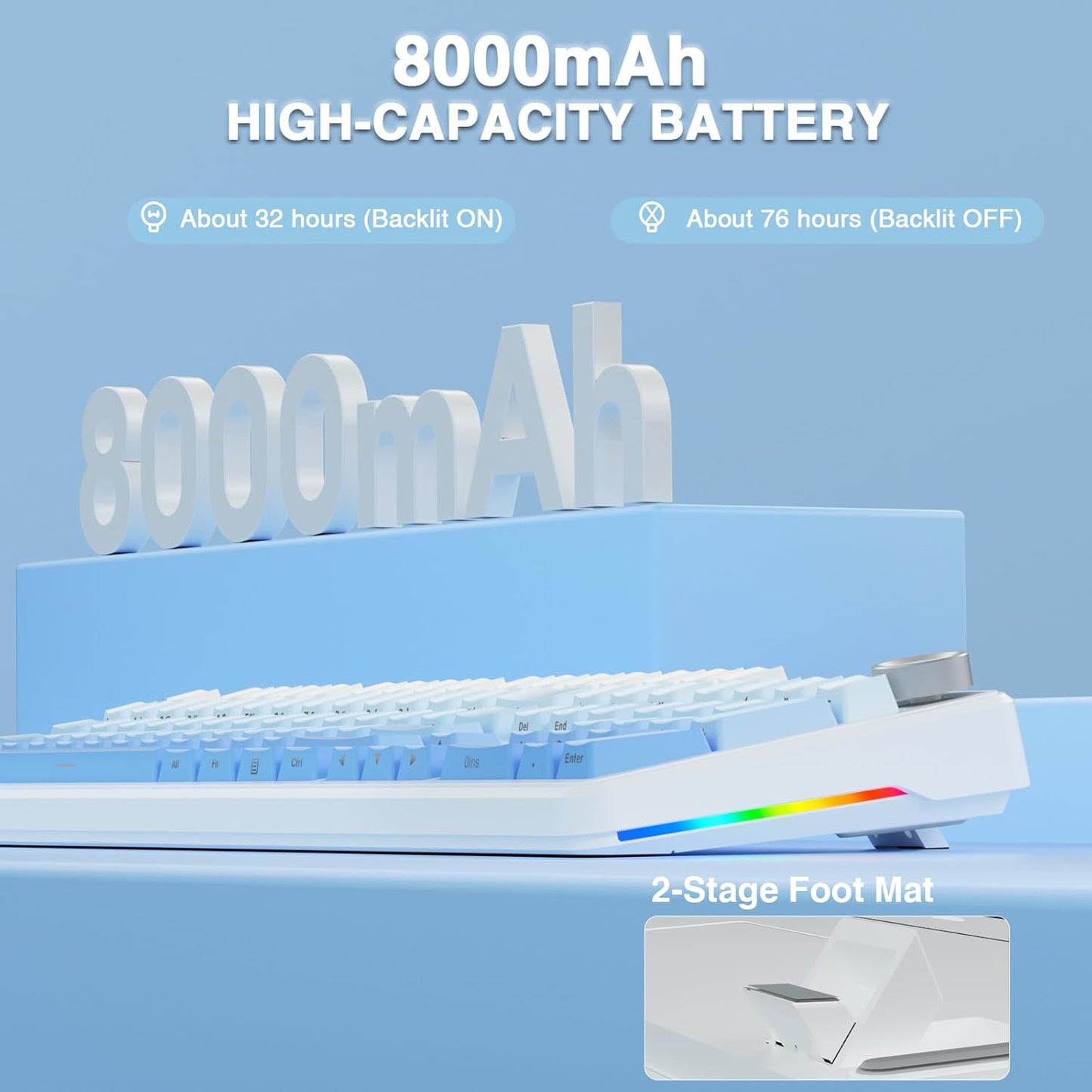 AULA F108 PRO - Wireless Mechanical Keyboard with Screen&Knob,Hot Swappable Gaming Keyboard with 8000mAh Battery,Pre-lubed Switches,RGB Backlit,PBT Keycaps Creamy Sounding Computer Keyboards,104 Keys