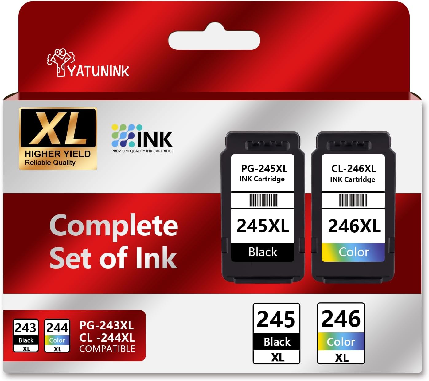 245XL 246XL Combo Pack Compatible for Canon Ink 245 and 246 Works with MX490 MX492 TR4520 TR4522 MG2500 MG2522 TS3100 TR4500 Printer PG245XL CL246XL (Black and Tri-Color)