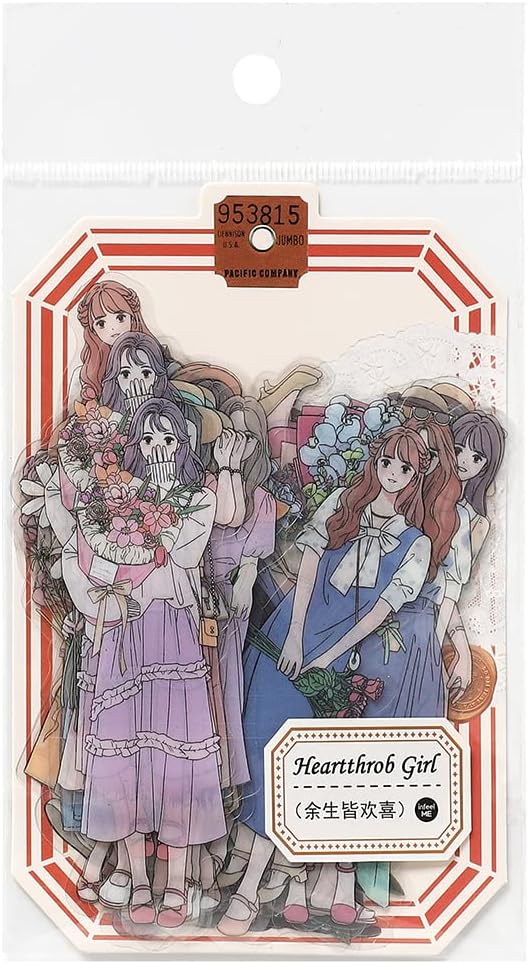 Alideco 120pcs Scrapbook Stickers Kawaii Sweet Girls Flowers People Journaling Scrapbooking Junk Journal Crafts Embelishment Decoration Diary Stickers（xindongnvhai）