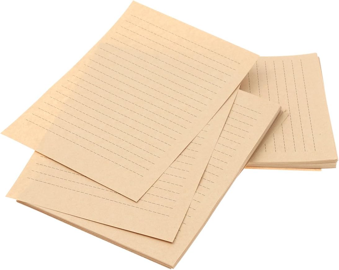 100Pcs Vintage Kraft A5 Lined Letter Paper Retro Writing Paper for Home Office Stationary1