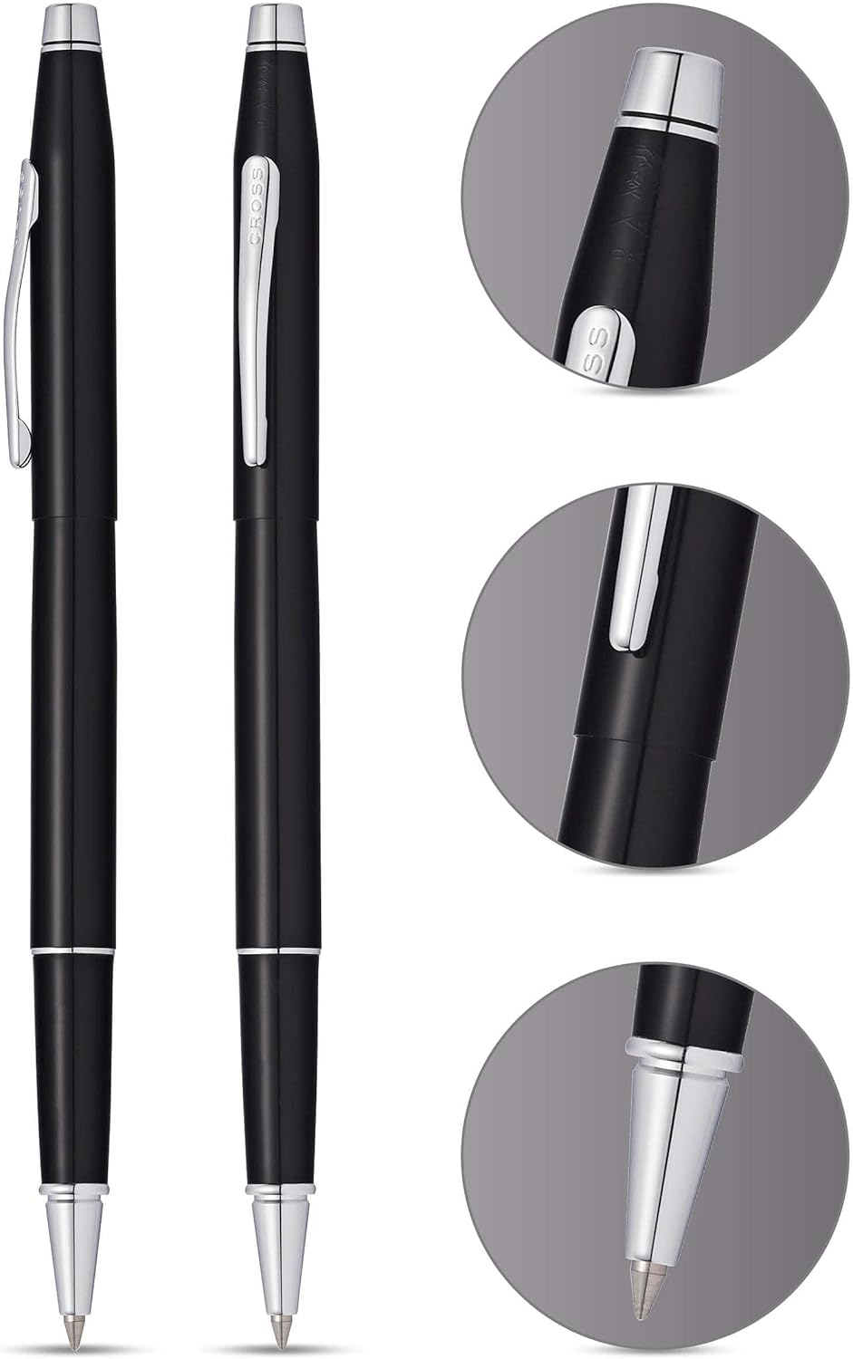 Cross Classic Century Refillable Ballpoint Pen Presented in a Luxury Gift Box - Medium Point, Black Ink, Black & Chrome