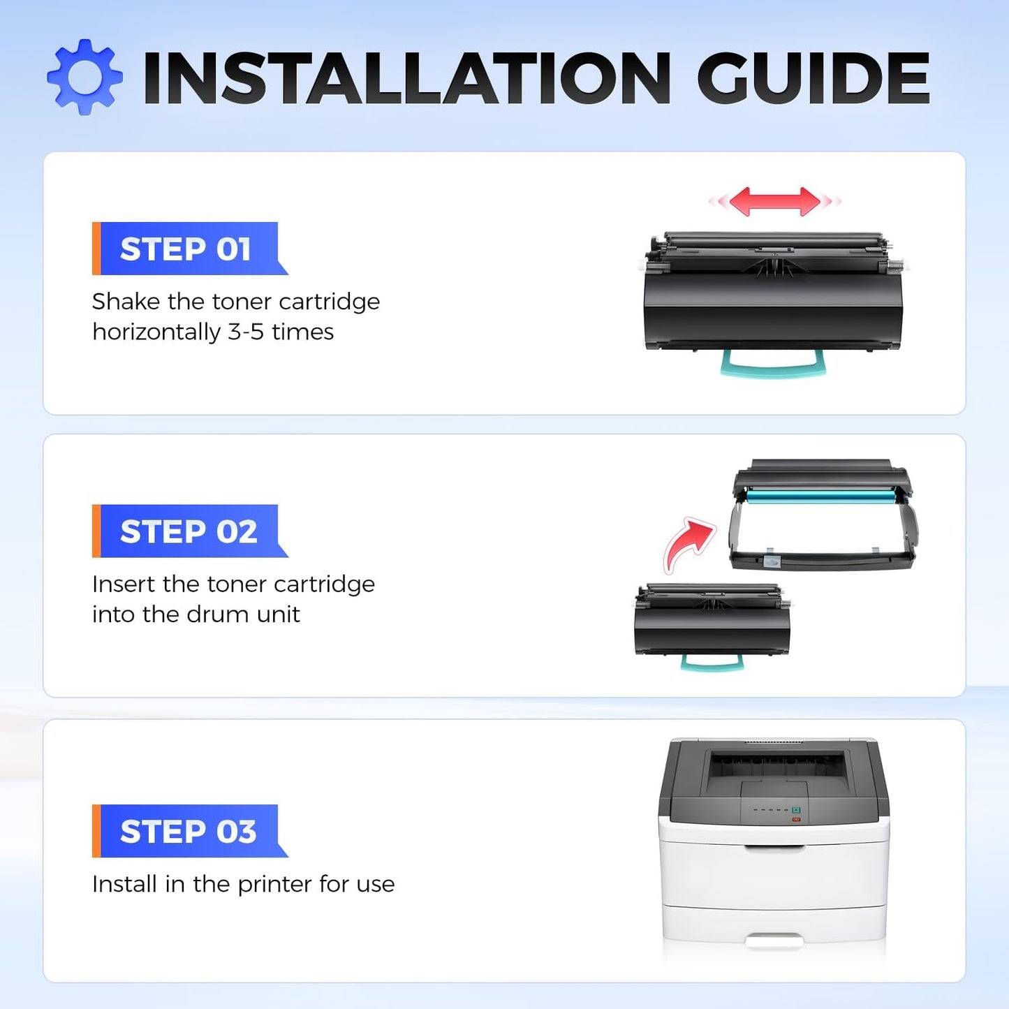 E260A11A Black Toner Cartridge with chip High Yield 1-Pack Replacement for Lexmark E260A11A Compatible with E260 E360 E460 E462 E260d E260dn E260dt E260dtn E360d E360dn E460d E460dw E462dtn Printer