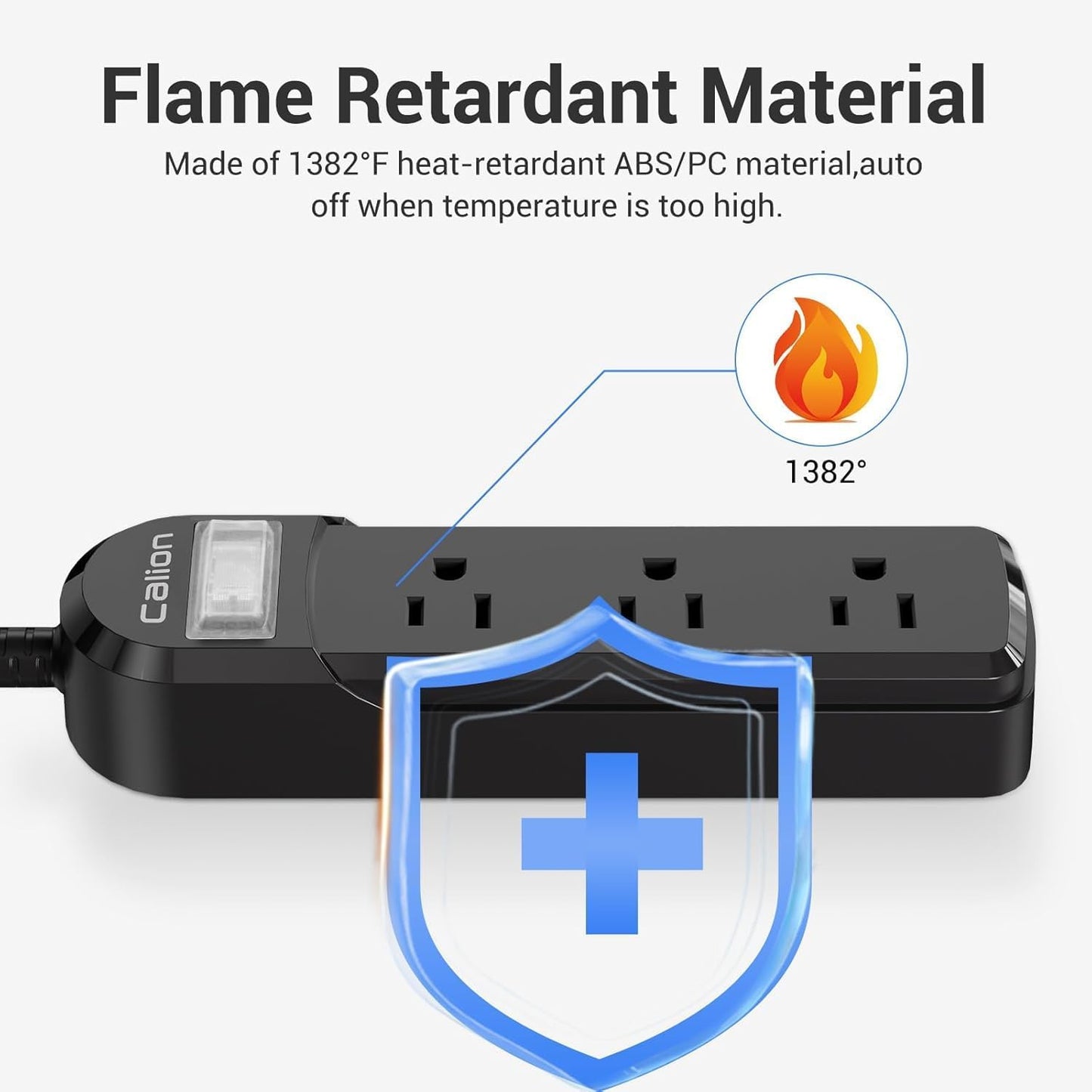 IPX6 Outdoor Power Strip Weatherproof, Waterproof Surge Protector with 3 Wide Outlet 6FT Long Extension Cord, Wall Mountable for Outside Decorations and More UL Listed(Black)