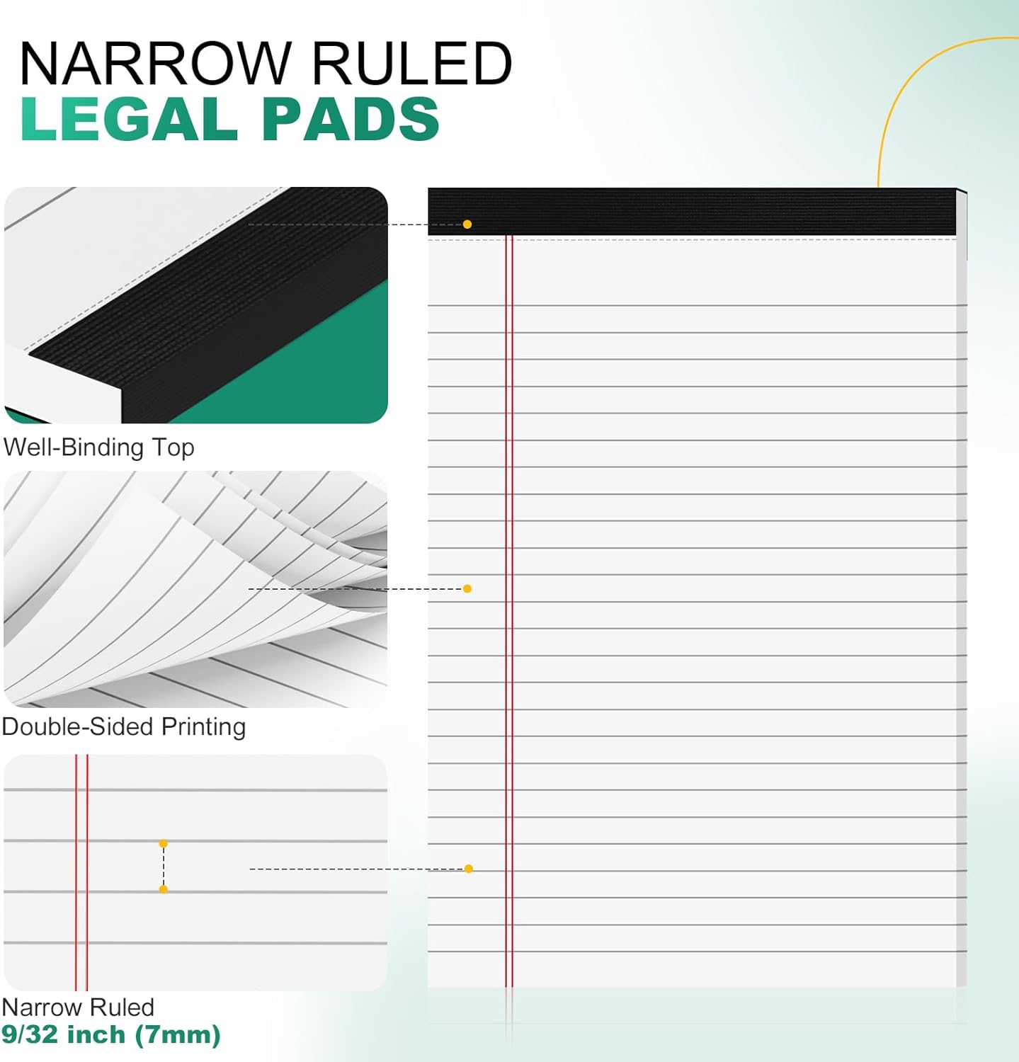 10 Pack White Legal Pads 5x8 Small Note Pads, Writing Pads for Work, College Ruled Perforated Memo Pad, Desk Notepad with Study Backboard, 30 Sheets Per Pad, 5x8 Legal Pad for Office/School/Home