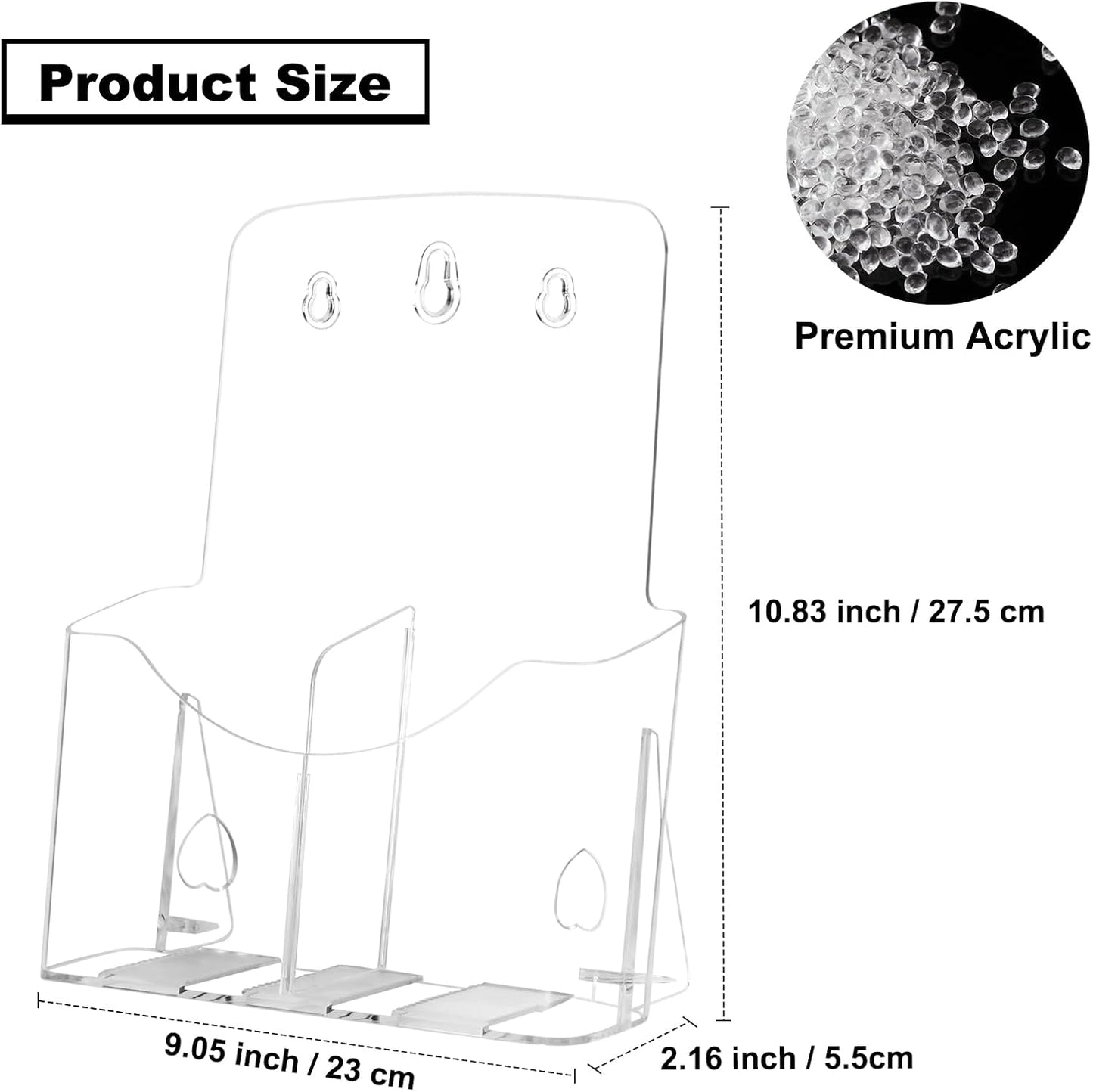 2 Pack Acrylic Brochure Holder 8.5 x 11 in with Business Card Holder, 1-Tier Brochure Display Stand with Removable Divider for 4 x 9 Inches Trifold Pamphlets, Clear Flyer Holde