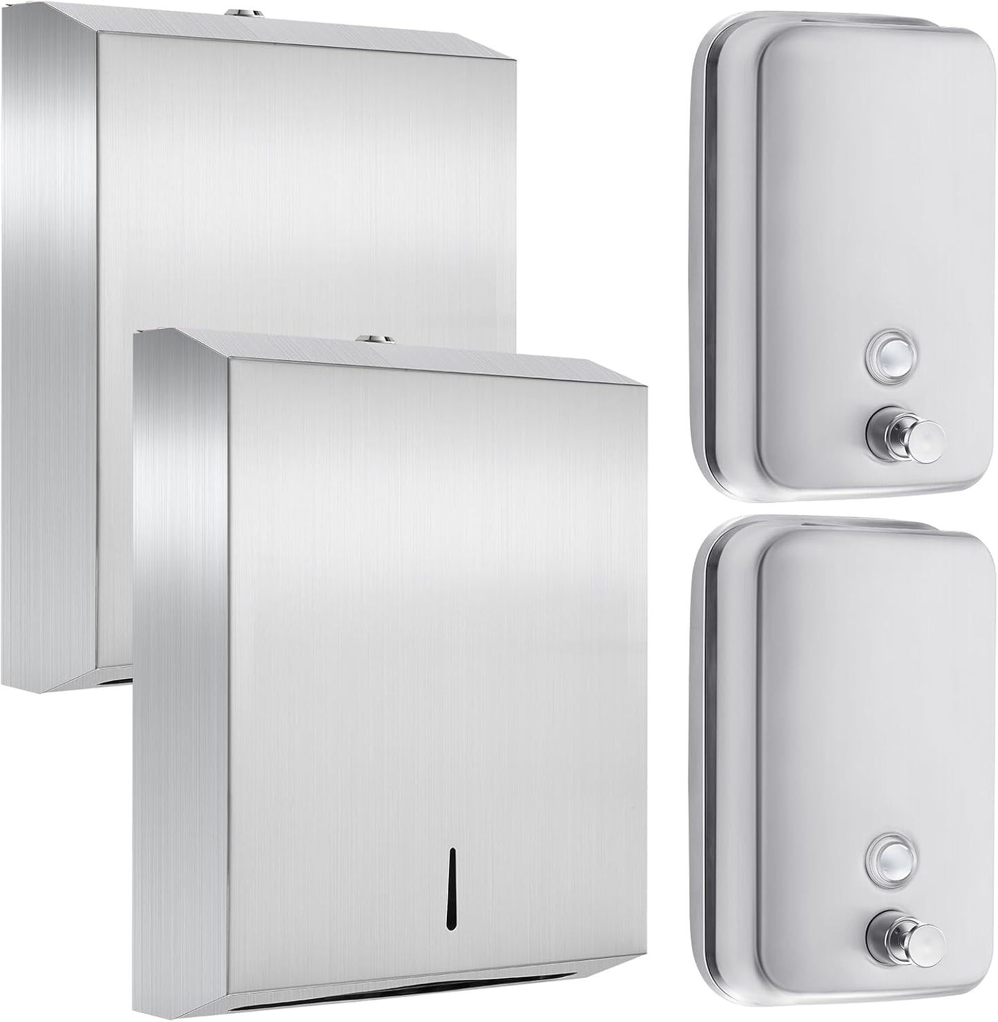 4 Pcs Commercial Sanitary Napkin Receptacle and Paper Towel Dispenser Set Include 1 Wall Mounted Tampon Holder and 1 Stainless Steel Paper Towel Holder (500 ml,Style 2)