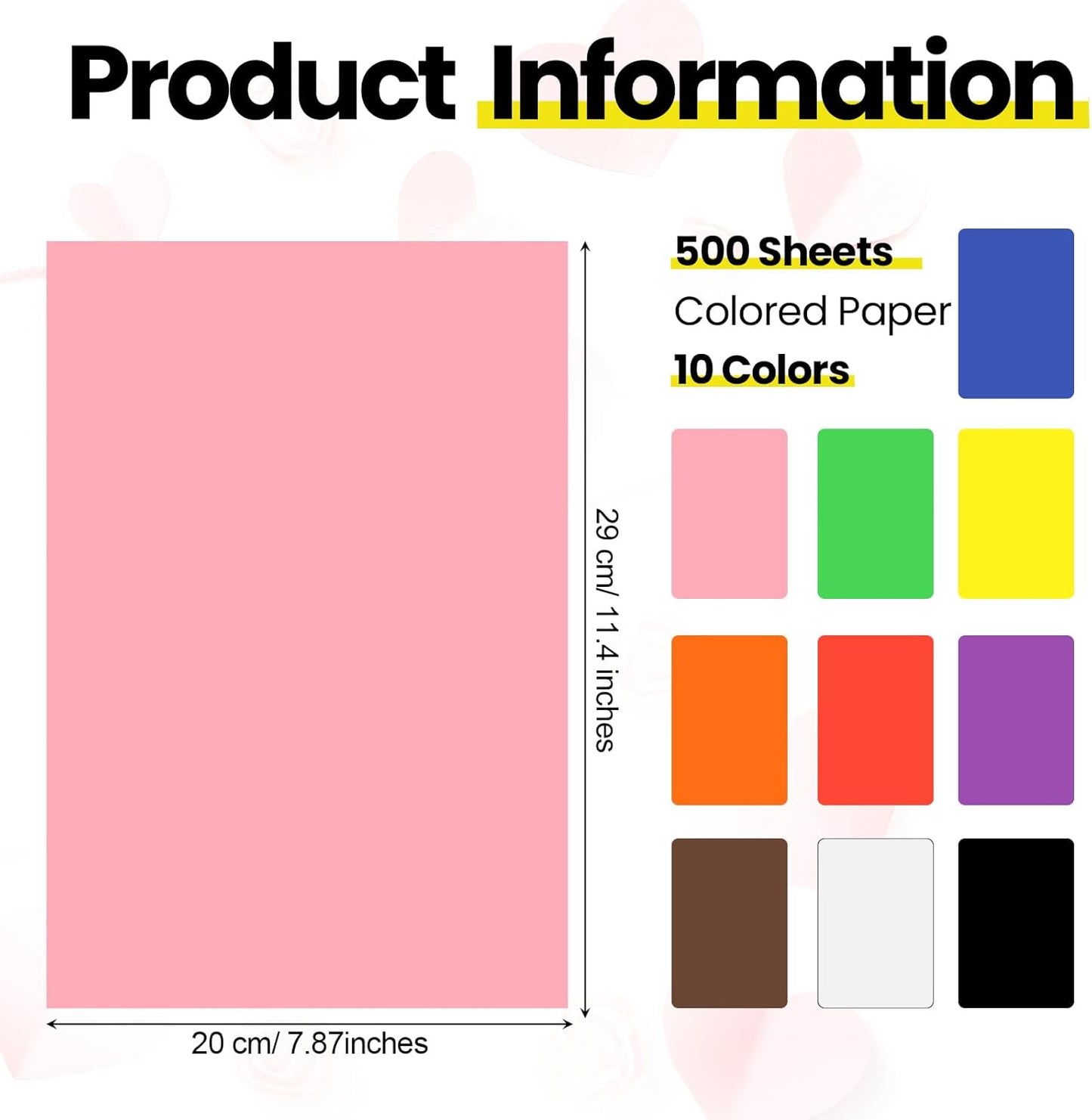 Harloon 500 Sheets Construction Paper Bulk Heavyweight A4 Size Thick Construction Paper Cardstock for DIY Craft Supplies(180 Gsm,Multi Colors)
