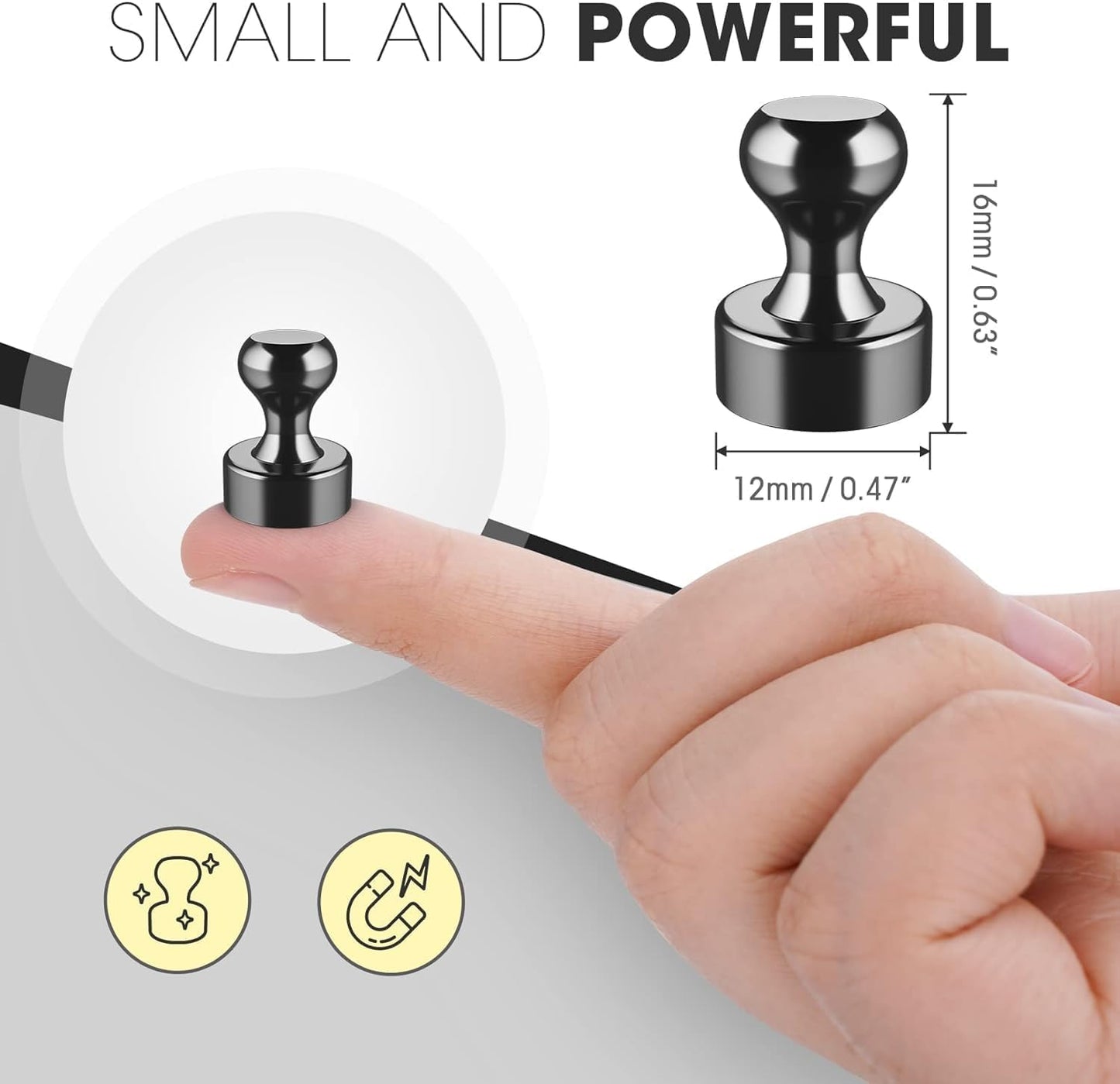 Grtard 16 Pack Magnetic Push Pins, Fridge Magnets for Whiteboard, Whiteboard Magnets Refrigerator Magnets, Small and Strong Push Pin Magnet for Office, School, Locker, and Map Magnet