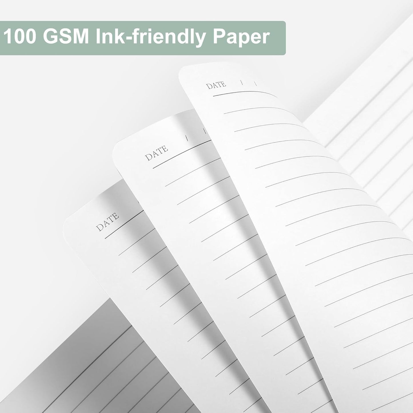 CAGIE 2 Pack Journal for Women Men 320 Pages 100 Gsm Paper Thick Journaling Notebooks A5 Leather Lined Journals for Writing Hardcover Journal Notebook Diary, Green