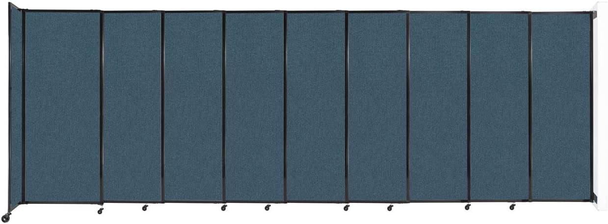 Wall-Mounted Sliding StraightWall Room Divider | Adjustable Widths | Locking Wheels | Room Separator | Up to 19'9" Wide x 6'10" Tall Caribbean Fabric Panels