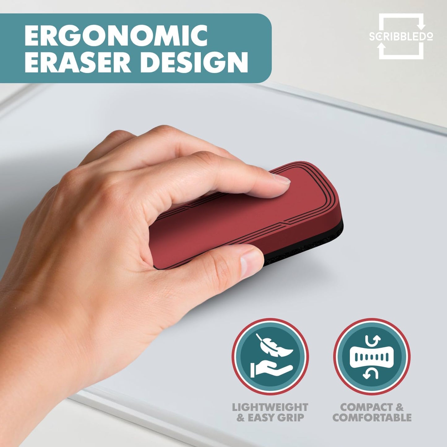 SCRIBBLEDO Dry Erase Eraser Boho Magnetic White Board Eraser for Streak-Free Cleaning for Dry-Erase Whiteboard Multi Pack for Classroom Office & Home 2 Pack