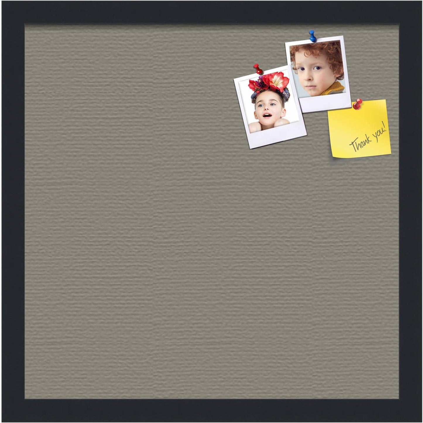 PinPix 16x16 Inch Cork Bulletin Board. This Decorative Framed Pin Board Comes with Pewter Design and a Satin Black Frame. Ideal for Home Office Decor or Message Board (PinPix-1812)