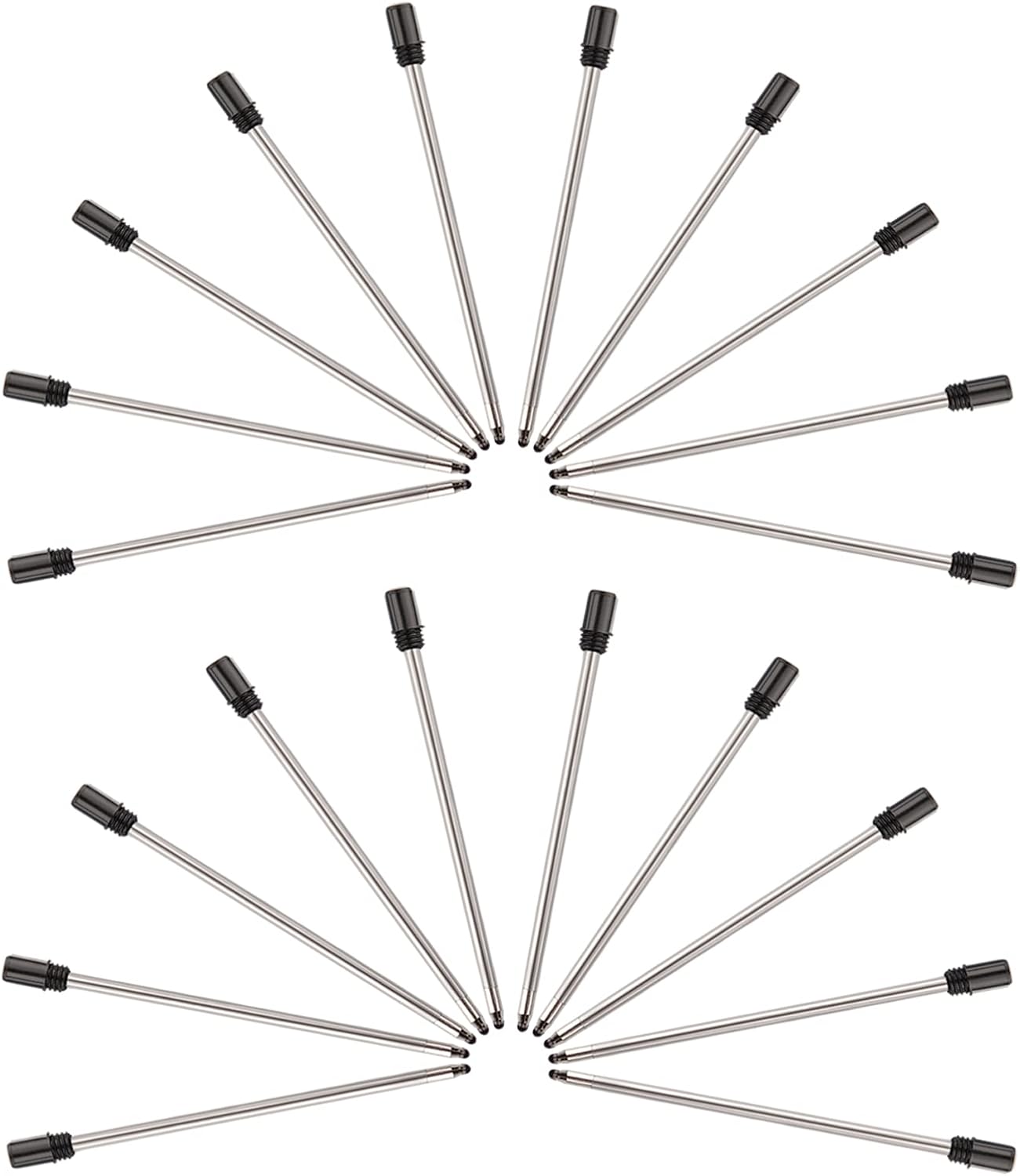 YOUMI Refill 2.75" (20pcs) replaceable ballpoint pen refill, Black ink 1mm midpoint metal refill (Black refill)