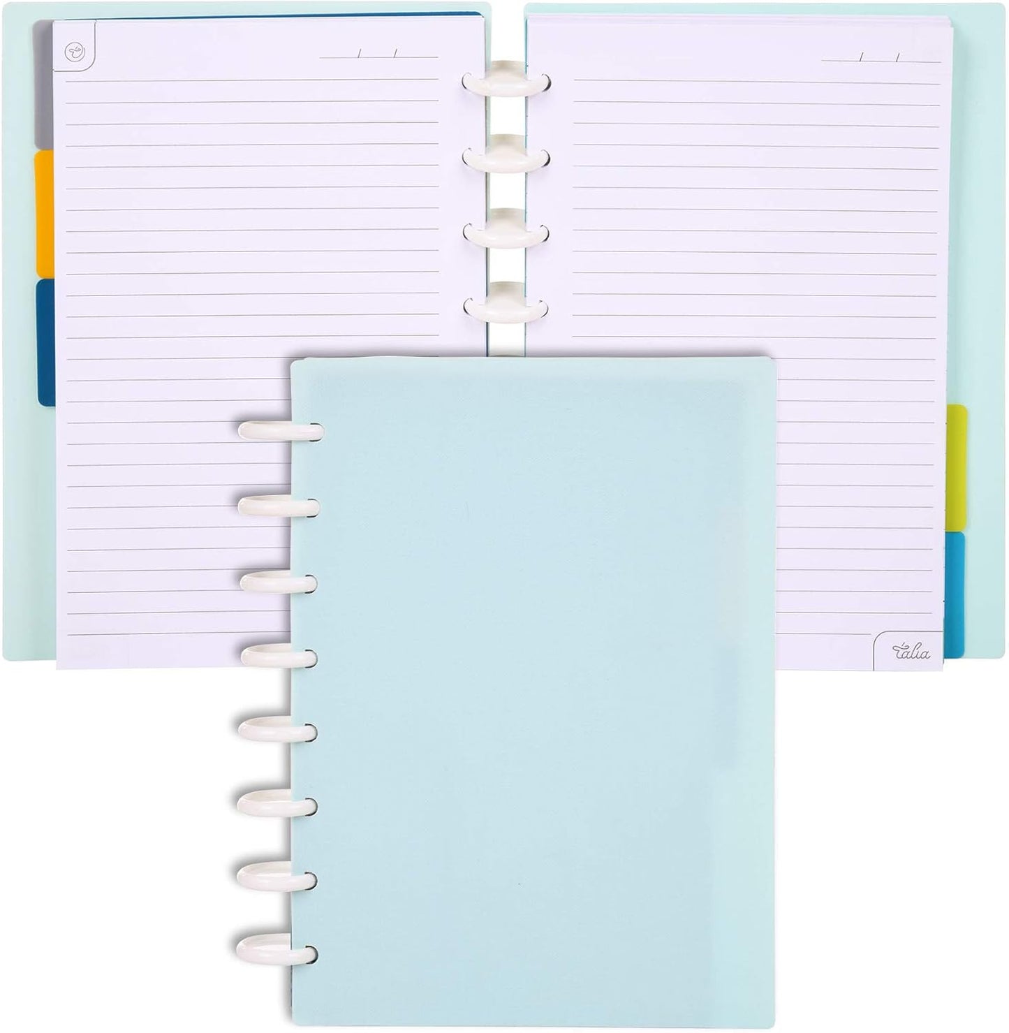 Talia Discbound Notebooks, Planner, Customizable, (Summer Blue, Junior (5.5in x 8.5in))