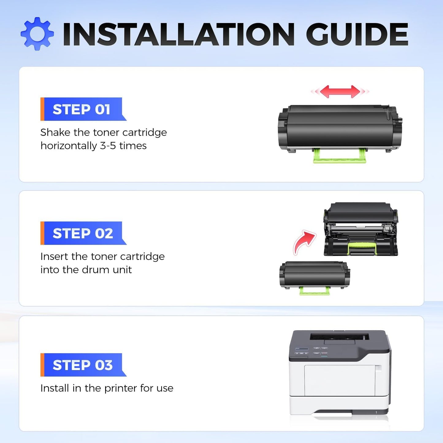 B241H00 Toner Cartridge Black with chip High Yield Replacement Compatible for Lexmark B241H00 B2442dw B2546dn B2546dw B2650dn B2650dw MB2442adwe MB2546ade MB2546adwe MB2650ade MB2650adwe Laser Printer