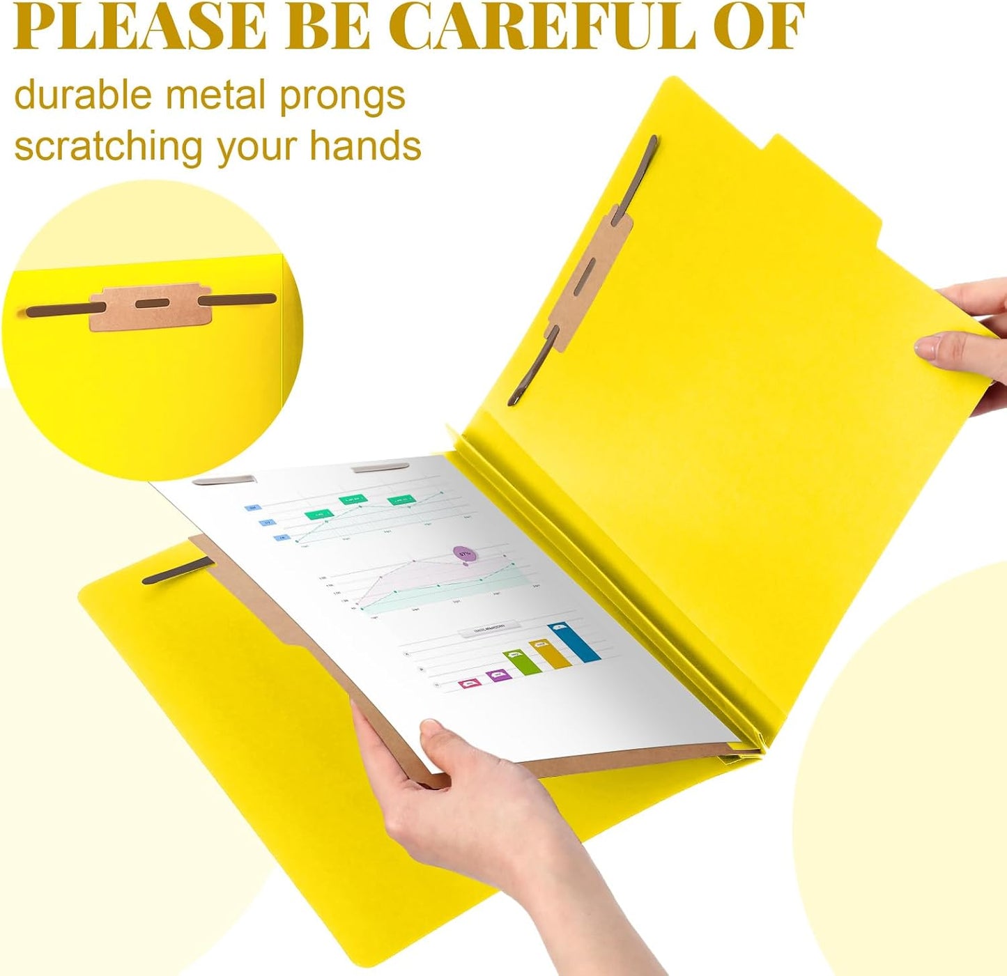 24 Pcs Classification Folders Letter Size, 1 Divider Pressboard File Folder with Fasteners, Expanding File Organizer Bulk for Teachers, Clergy, Office, Church, Christmas Donations (Yellow)