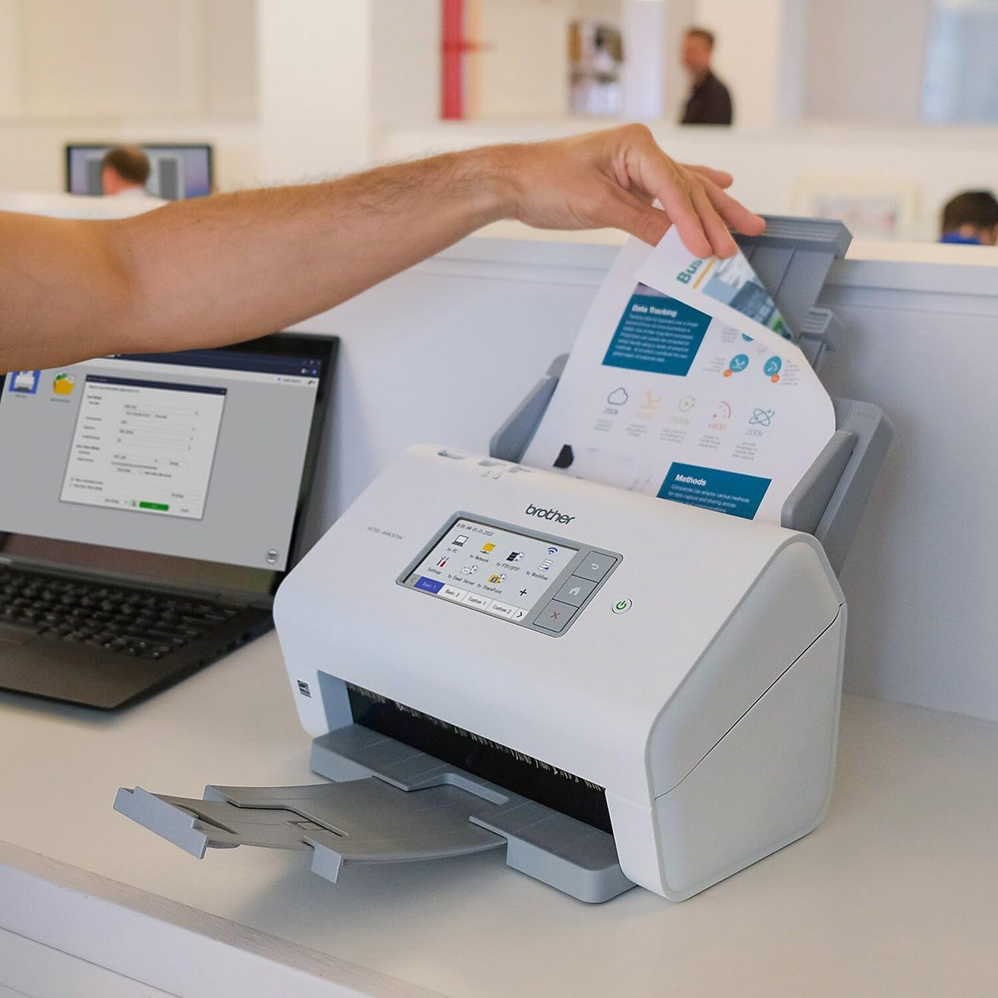 Brother ADS-4900W Professional Desktop Scanner with Fast Scan Speeds, Duplex, Wireless, and Large Touchscreen, White