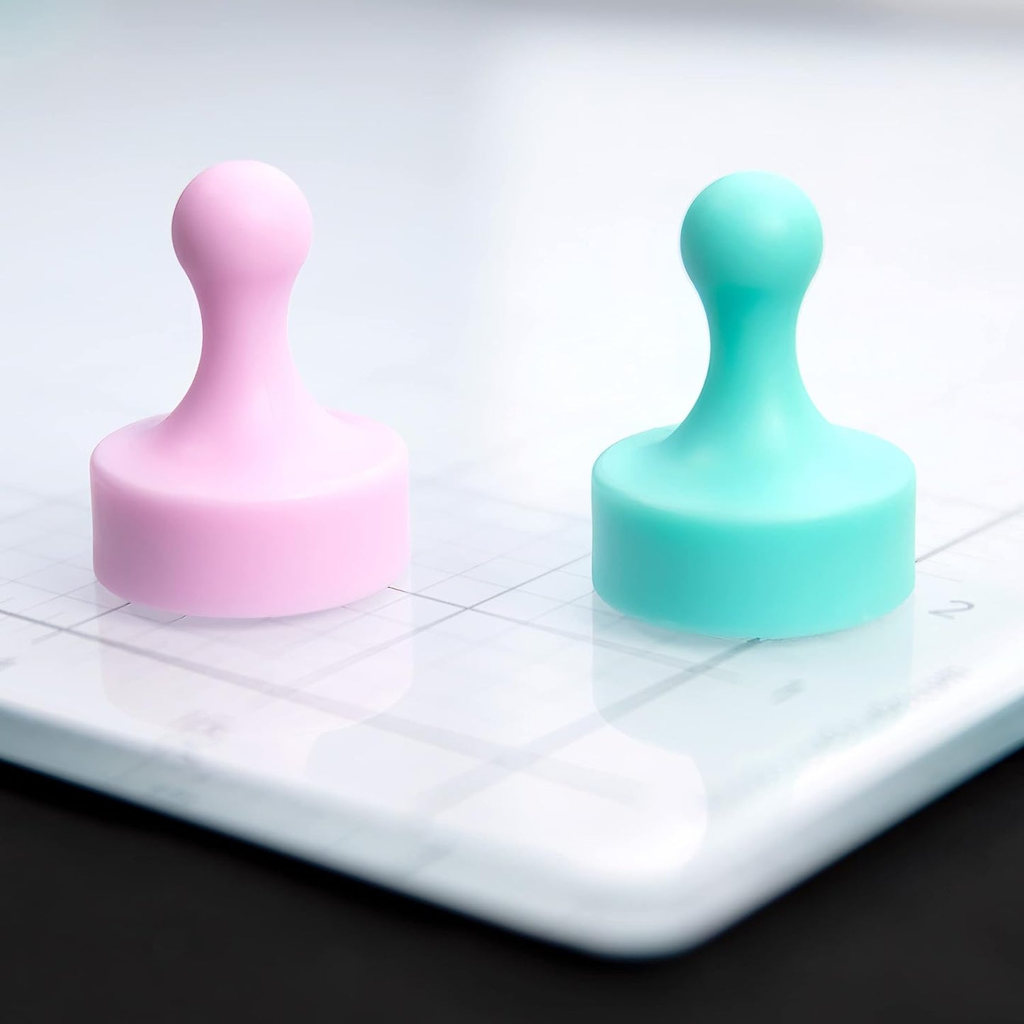 GLASSBOARD STUDIO Powerful Neodymium Magnets, Pawn-Shaped - Strong Fridge/Refrigerator and Whiteboard Magnet, Ideal for Office, Kitchen, Crafts - Rare Earth, Heavy Duty (2, Summer Mint)