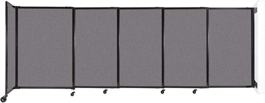 Wall-Mounted Sliding StraightWall Room Divider | Adjustable Widths | Locking Wheels | Room Separator | Up to 11'3" Wide x 4' Tall Slate Fabric Panels