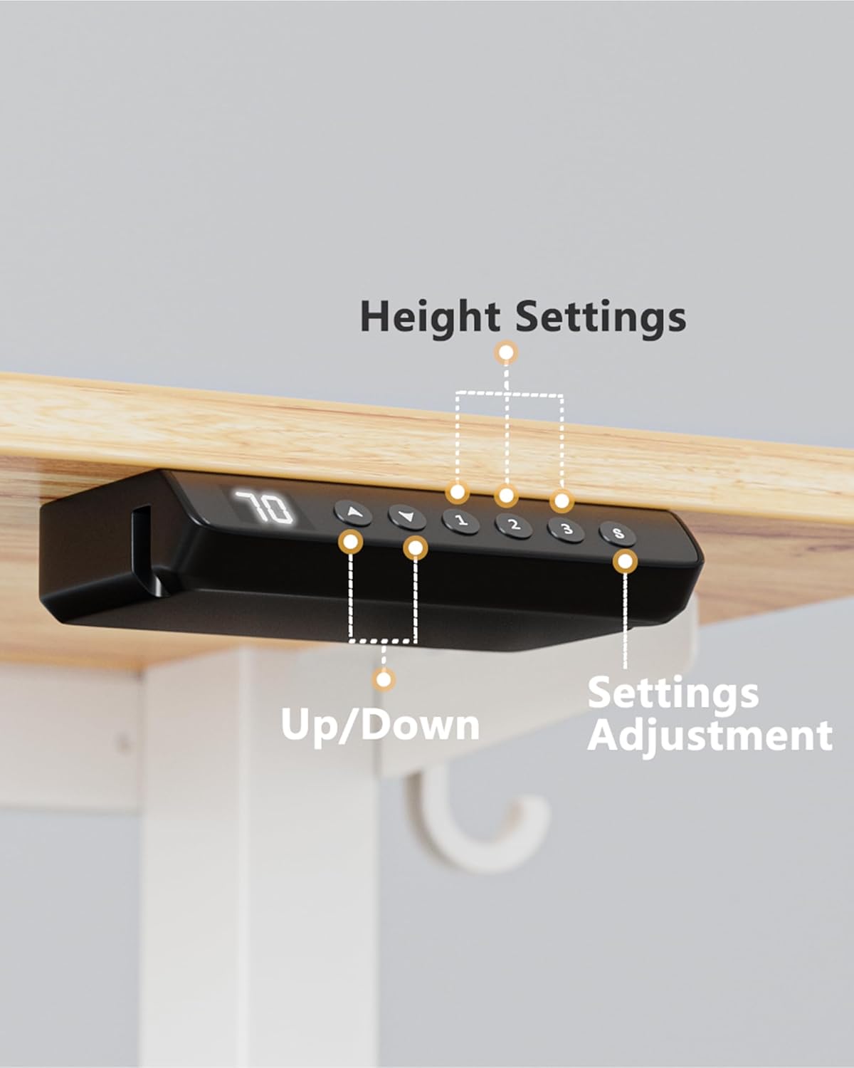 FEZIBO One-Piece Standing Desk Adjustable Height Stand up Home Office Desk, 48x24 Inch Electric Standing Computer Desk, with 4 Memory Presets, Fixable casters, Light Rustic