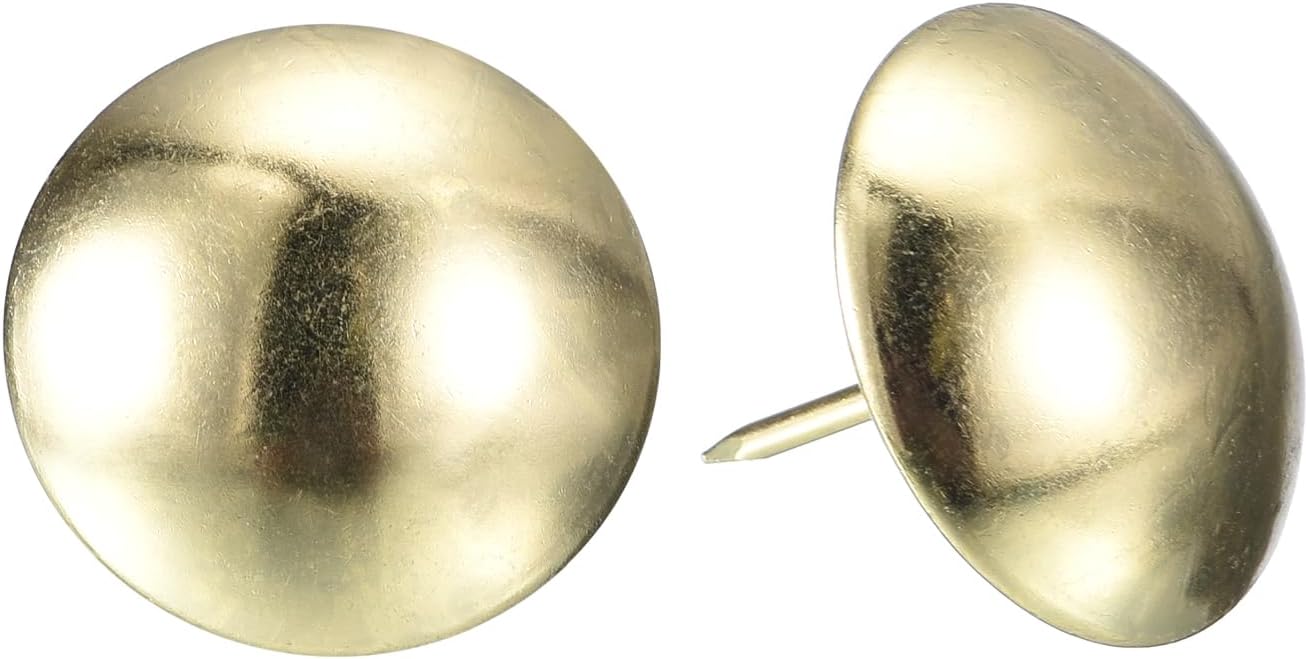 uxcell Upholstery Tacks Nail Pins Furniture, 30Pcs 25x25mm Thumb Tack Pins Assortment Kit Carbon Steel for Home Sofa DIY Decorative Nail Heads Nails, Gold