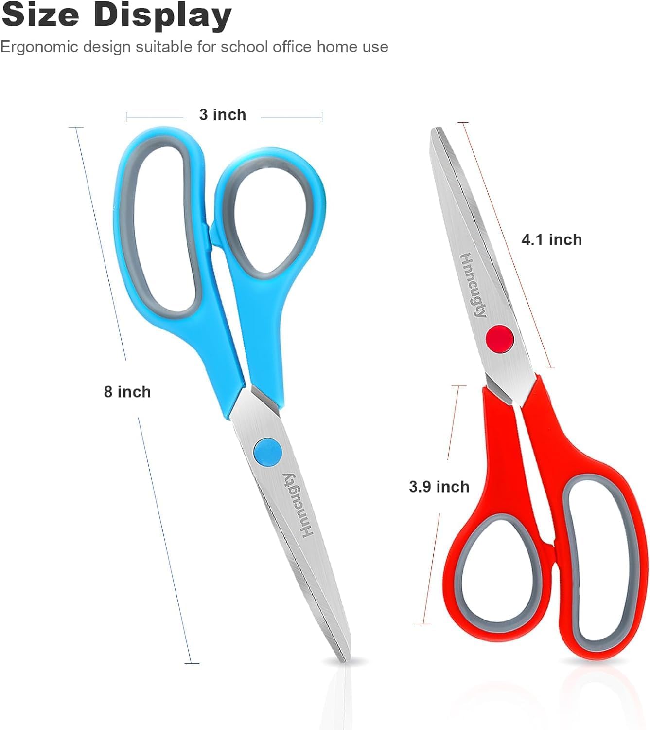 Scissors, Hnncugty 8" Scissors All Purpose Bulk Set of 18-Pack, Sharp Shears for Office Home Craft Sewing Fabric, High/Middle School Supplies Student Teacher Supplies, Comfort Grip Right/Left Handed